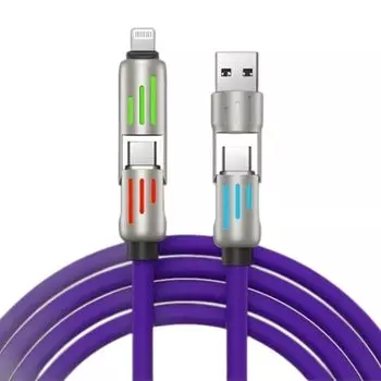 Зарядный кабель 4-в-1 со светодиодным дисплеем Максимальная поддержка 240 Вт Кабель USB C-C/тип c Lightning/USB AC/USB Lightning 5A быстрая зарядка PD для