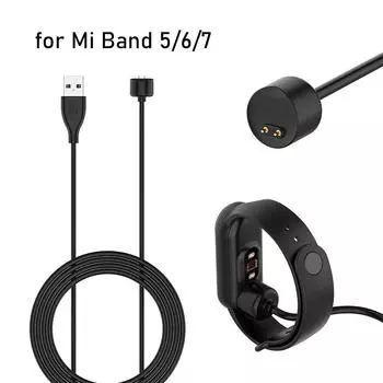 Зарядный кабель для Xiaomi 6 7 Mi Band 5, зарядное устройство, магнитный USB-шнур 50 см для умных часов Mi Band 7 чёрный