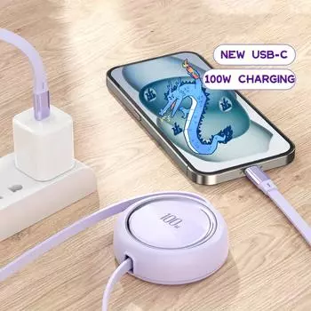 Зарядный кабель из чистой медной проволоки, кабель для быстрой зарядки 100 Вт для IPhone15, кабель для передачи данных типа C для Samsung Note 10, iPad Pro, MacBook чёрный