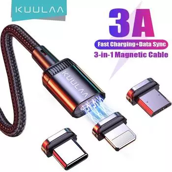 Зарядный кабель Kuulaa с магнитной головкой на выбор Only Plug For Micro серый