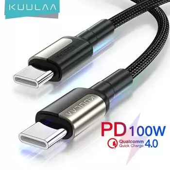 Зарядный кабель Kuulaa, Type-C PD 100W 1M чёрный