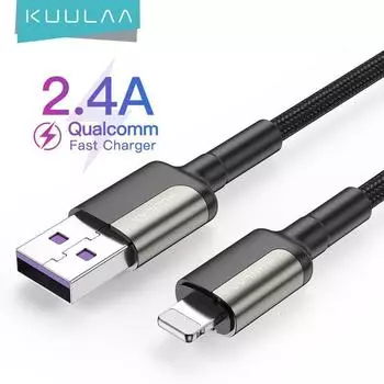 Зарядный кабель Kuulaa USB-А/Lightning 1M чёрный