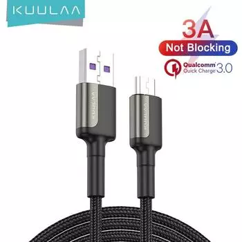 Зарядный кабель Kuulaa, USB-A/micro-USB 1M чёрный