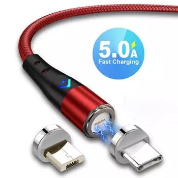 Зарядный кабель с магнитной быстрой зарядкой из алюминиевого сплава, портативный телефонный штекер для iPhone Micro USB Charge Plug Only