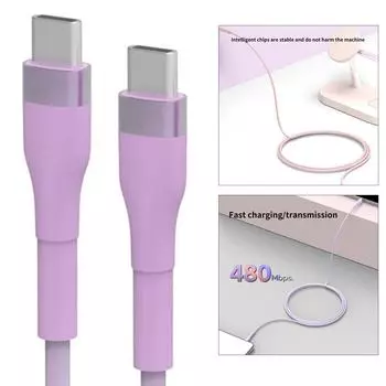 Зарядный кабель USB C - USB C, 100 Вт, двойной кабель Type C для быстрой зарядки и передачи данных 0.5m синий
