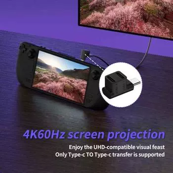 Зарядный преобразователь 4K60HZ Play Plug 10 Гбит/с 100 Вт Быстрая зарядка 2-в-1 Передача данных Степень угла 180 Тип-C A