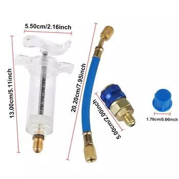 Зарядный шланг, быстроразъемное соединение, инжектор хладагента для автомобильного кондиционера, 30 мл, 1 унция, набор для зарядки охлаждающей жидкости переменного тока, адаптер 1/4 SAE