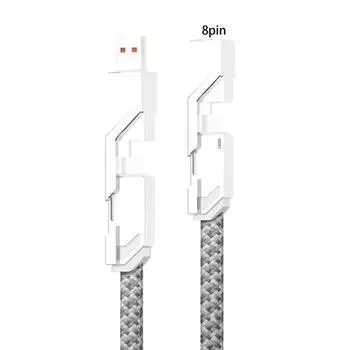 Зарядный шнур 4-в-1, антискручивающийся кабель 100 Вт, высокоскоростное зарядное устройство для передачи данных, аксессуары для мобильных телефонов 100cm чёрный