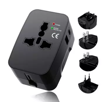 Зарубежный преобразователь-штекер, всемирно известный USB-преобразователь с 2 портами, зарядное устройство для путешествий за границу, совместимо с более чем 200 странами, возможен срок гарантии 1 год, совместимо с X-STAR,