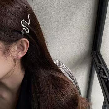 Зарубежный стиль, серебряная змеевидная заколка, женский боковой зажим, темный и универсальный, заколка для челки в стиле холодного ветра, тренд
