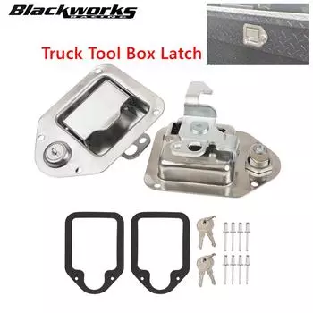Защелка для ящика для инструментов грузовика, ручка для ящика для инструментов из нержавеющей стали с защелкой и ключами из нержавеющей стали для автофургонов, прицепов, UTV, боксов для квадроциклов, кемперов серебряный