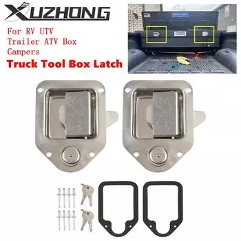 Защелка для ящика для инструментов грузовика, сменный замок с защелкой для ручки ящика для инструментов с ключами из нержавеющей стали для автофургонов, прицепов, UTV, боксов для квадроциклов, кемперов серебряный