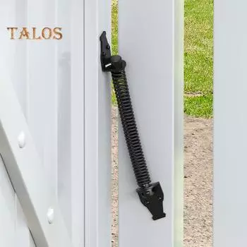 Защелка дверной петли Самозакрывающаяся дверная пружина Регулируемое натяжение Доводчик для наружных ворот Нержавеющая автоматическая дверная защелка для забора для деревянных сверхмощных ворот чёрный