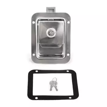 Защелки для ручек ящика для инструментов прицепа из нержавеющей стали с замком Полированные защелки для ящика для инструментов Замок с лепестками 4,7x4 дюйма с 2 ключами