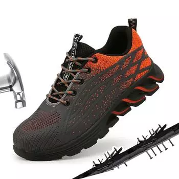 Защищающая обувь мужская дышащая легкая небьющаяся и непрокалывающая стальная рабочая обувь Baotou защитная обувь 36 красный