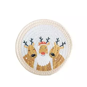 Защищающая от ожогов подставка, теплоизоляционная подставка под кастрюлю, рождественский плетеный хлопковый плейсмат, украшение стола Style A