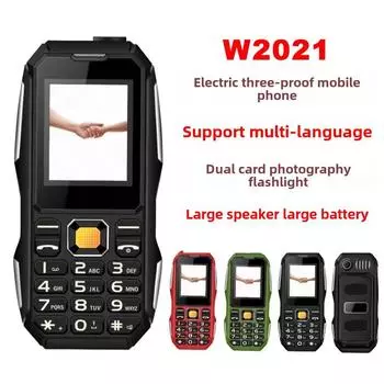 Защищенный мобильный телефон W2021: Большая батарея, громкий звук, большие кнопки, две SIM-карты, камера, многоязычность. US Standard зелёный