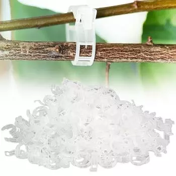 Защищенный пластиковый зажим для растений, 100 шт. Зажимы для вьющихся растений. Прозрачный зажим для крепления растений, зажимы для шпалеры для томатов. Зажимы для поддержки растений. Зажим для фиксации виноградной лозы. зелёный