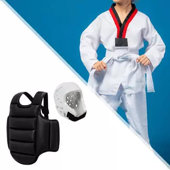 Защита груди, щиток для ребер, броня с боксерским шлемом, тренировочный спарринг, практическое тхэквондо XS