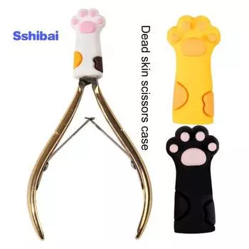Защита кошачьей лапы Очаровательный чехол против падения Простой в использовании Прекрасный функциональный Не повредит руки Силиконовый чехол для ножниц для омертвевшей кожи для офиса белый