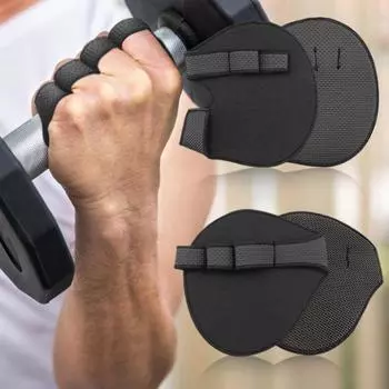 Защита ладони для рук Перчатки для фитнеса в спортзале Четыре пальца для подъема гантелей Рукоятки для гантелей Подушечки Перчатки для тренировок по тяжелой атлетике Тренировки в спортзале чёрный