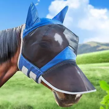 Защита лица лошади от комаров, сетчатая маска против глистов с носовой крышкой, конная маска для верховой езды, конное снаряжение красный
