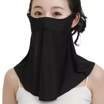 Защита лица с эластичным ремешком Сверхширокое покрытие Двухслойная структура Защита от УФ-излучения UPF 50+ Защита лица для велоспорта чёрный