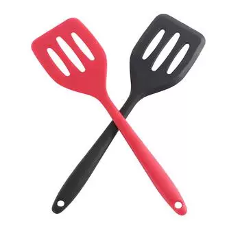 Защита Недеформированный Силиконовый Кухонный Инструмент Домашняя Лопатка Кулинарный Инструмент Лопатка с прорезями black small
