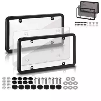 Защита номерного знака - крышки номерного знака, 2 шт., пластиковый защитный экран с винтовыми крышками для стандартного автомобиля One Size