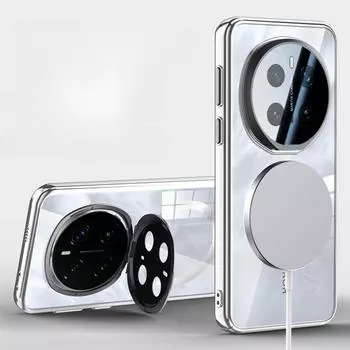 Защита объектива Невидимый чехол-подставка для Honor Magic 7 Pro Magic7Pro Magsafe Беспроводная зарядка Адсорбционный матовый чехол для ПК-телефона Magic 7 чёрный