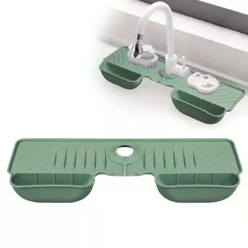 Защита от брызг раковины с защитой от плесени, водонепроницаемый коврик для крана, теплоизоляционный протектор для стола зелёный