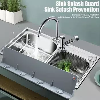 Защита от брызг воды для раковины, многоразовый защитный силиконовый щиток для кухонной раковины с присоской