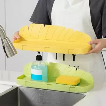 Защита от брызг воды, универсальный дизайн бананового листа, нелегко упасть с кухонной раковины, аксессуары для дома зелёный