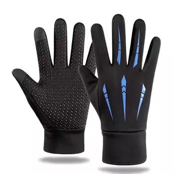 Защита от холода Флис Утолщенные Мужские Парные Перчатки из Овчины Five Claw Gloves-Blue One size