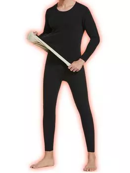 Защита от холода, верхняя и нижняя часть, холодный, теплый, флисовый, теплый, средний, открытый, с длинным рукавом, влагозащитная зимняя одежда [WEEN CHARM] Мужская нижняя одежда, комплект, чёрный