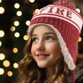 Защита от холода, защита ушей, теплая шапка-пуловер, женская бордовая шапка, бахрома, шерстяная шапка с косами, плюшевая рождественская шапка Lei Feng синий