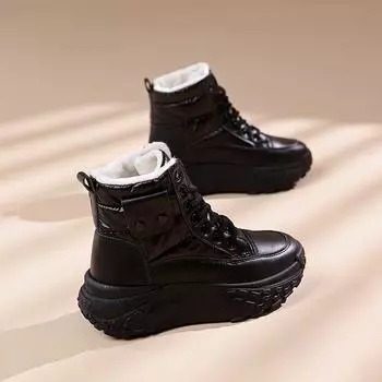 [Защита от холода] Зимние женские сапоги, водонепроницаемые и нескользящие, короткие, утолщенные, теплые, хлопковые, женские, размер C 35 бежевый