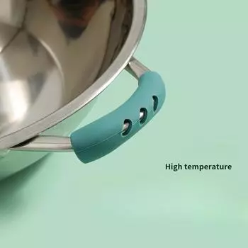 Защита от ожогов, силиконовая ручка кастрюли, перчатки, простой цвет, устойчивость к высоким температурам, устойчивая к истиранию кастрюля, кастрюля, пароварка, термоизоляционная ручка зелёный