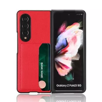 Защита от падения, матовый кожаный чехол для Samsung Galaxy Z Fold4 5g Fold 4 Fold3 Fold2 Fold 2 3, чехол с защитой от пыли и слотом для карт for Samsung Z Fold 4 чёрный