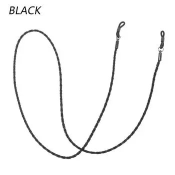 Защита от потери Толстое витое подвесное ожерелье Плетеный шнурок для очков Солнцезащитные очки Кожаный шнурок Цепочка для очков чёрный