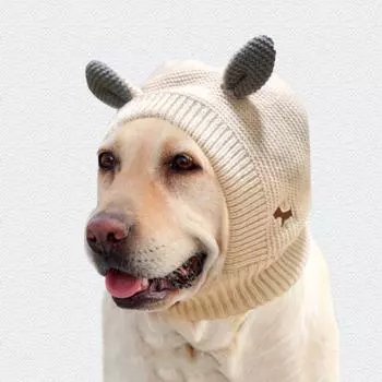 Защита от шума, мягкие зимние чехлы для ушей для собак, практичная вязаная шапка для собак, зимняя бежевый