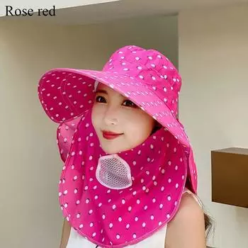 Защита от солнца для лица и шеи Шляпа с широкими полями и защитой от УФ-лучей Модная защитная накидка Женская розы красного