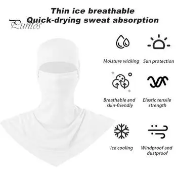 Защита от солнца, маска для лица, Балаклава, однотонная, дышащая, впитывающая влагу, УФ-защита, защитная крышка для шеи и лица чёрный