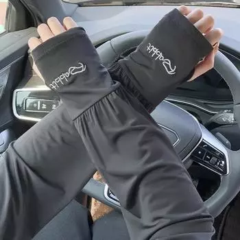 Защита от солнца охлаждающие ледяные рукава анти-УФ шелковые нарукавники для мужчин и женщин легкие и свободные дышащие ледяные рукава для улицы лето чёрный