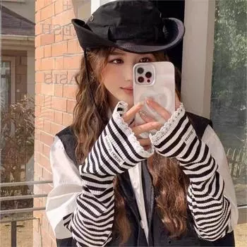 Защита от солнца УФ-излучения Солнечные рукава Длинные солнцезащитные тонкие длинные перчатки Рукава Ice Silk для рыбалки чёрный