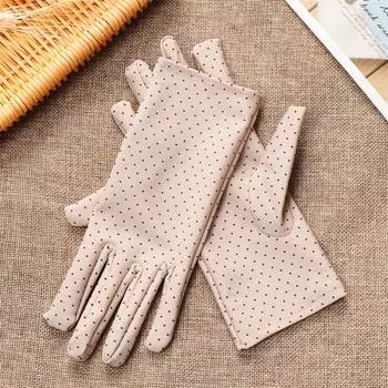 Защита от солнца, винтажные варежки, женские перчатки, эластичные варежки в горошек, перчатки на запястье, перчатки на запястье, трикотажная ткань 21*8cm