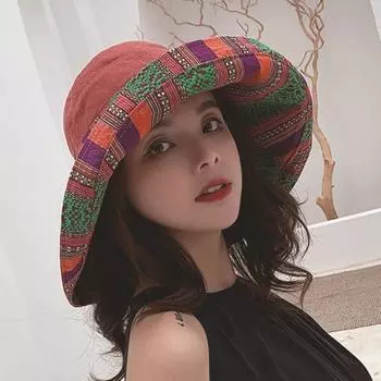 Защита от солнца, защита от ультрафиолета, солнцезащитная шляпа, этнический стиль, ретро шляпа на шнурке, женская уличная солнцезащитная шляпа с солнцезащитным козырьком, походная шляпа, двусторонняя рыбацкая шляпа чёрный