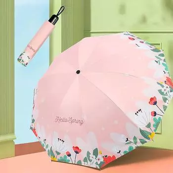 Защита от солнца Защита от ультрафиолета Женский зонт от дождя и солнца Fresh Ten Bones Plus Зонт складной виниловый тент светло-синий