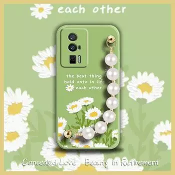 Защита от ударов линзы с жемчужным браслетом Чехол для телефона Redmi K60 мягкий защитный чехол Защита от падений Приятный на ощупь Redmi K60