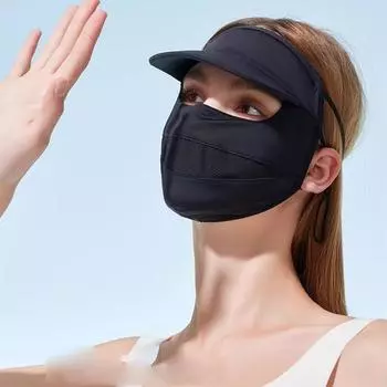 Защита от ультрафиолета Ice Silk Veil Masks с полями для лица Gini Mask Sunscreen Face Shield для женщин/девушек чёрный
